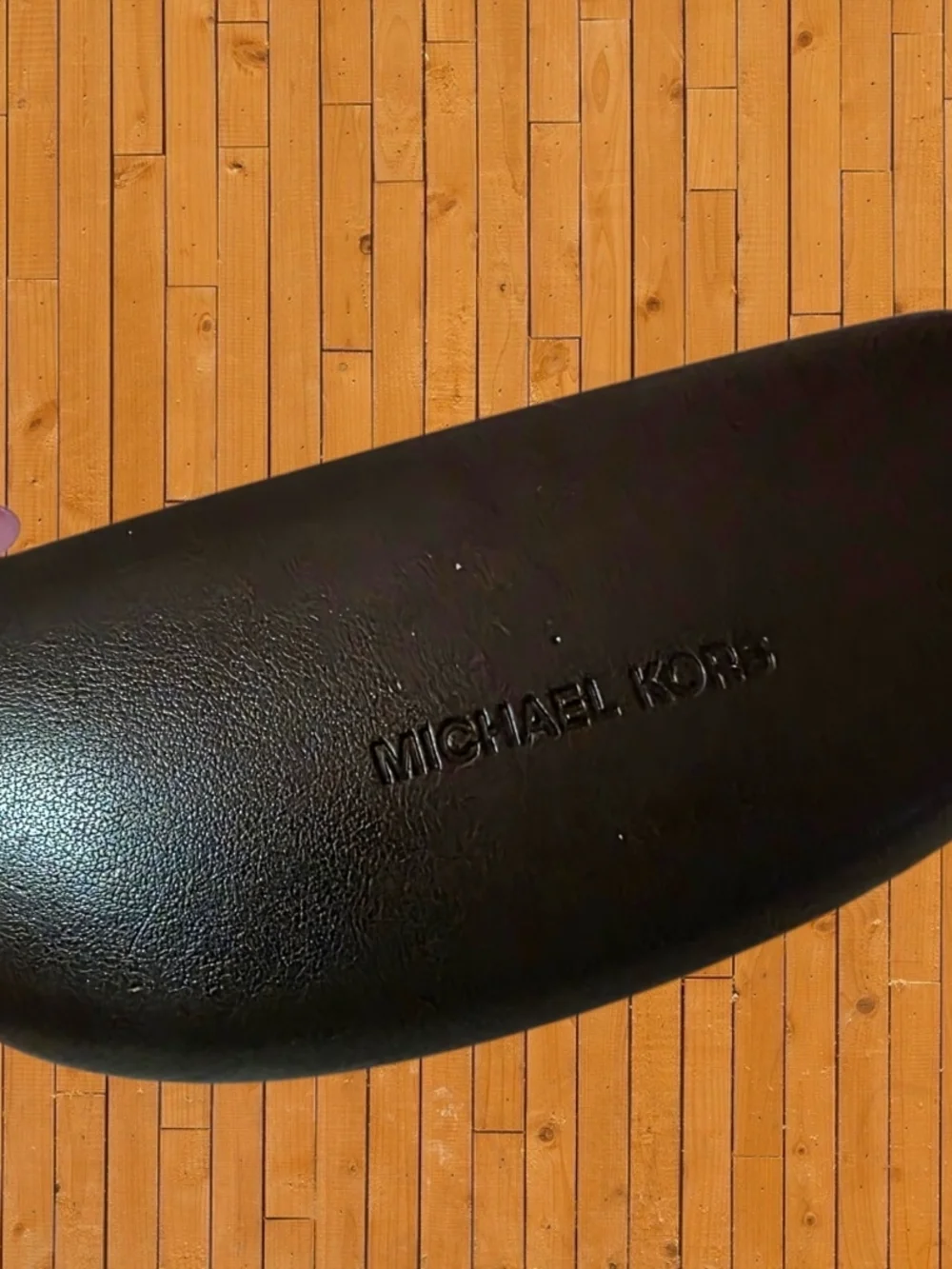 Michael Kors Eyeglass Case Dark Brown Hard Shell Sunglasses Case Logo Leather